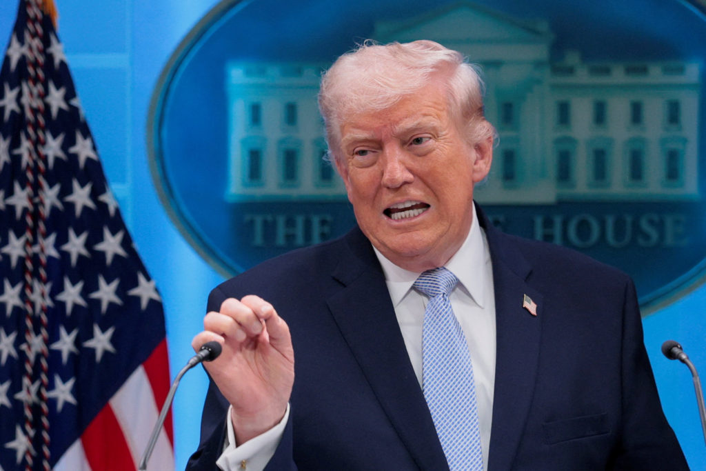 U.S. President Trump holds a press conference in the briefing room at the White House