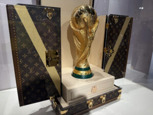 FIFA World Cup 2026 - World Cup replica trophy is displayed in a Louis Vuitton trophy trunk