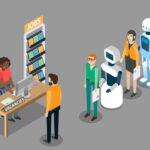 Robot jobs concept vector isometric illustration